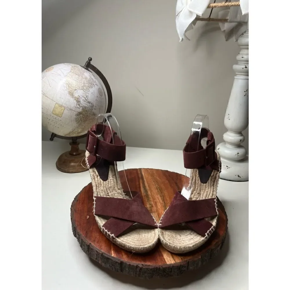 NWT VINCE 9 Leather Platform Suede Espadrille Sandals